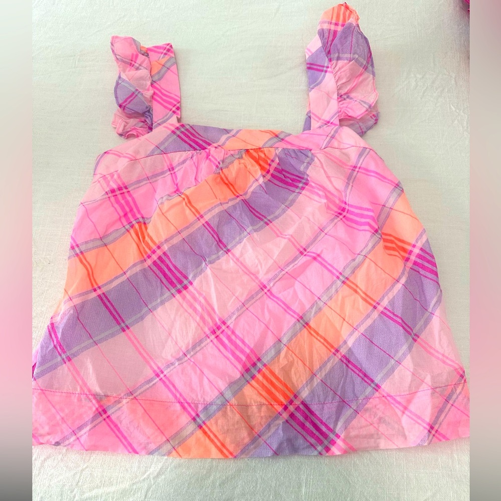 Lilly Pulitzer Pink and Purple Plaid  Blouse